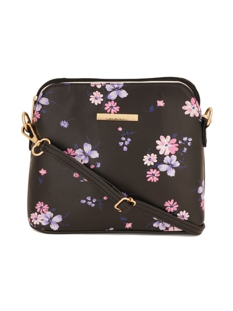 Lapis O Lupo Black Flower Sling Bag for Women