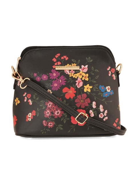 Lapis O Lupo Black Flower Sling Bag for Women