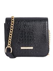 Lapis O Lupo Black Croco  Sling Bag for Women