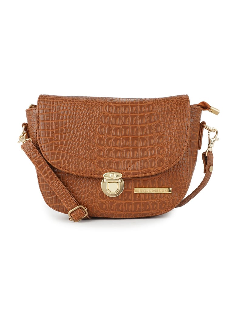 Lapis O Lupo Tan Croco Sling Bag for Women