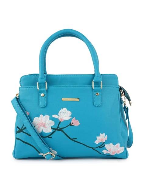 Lapis O Lupo Flower Embroidery Women Turquoise Flower Handbag for Women