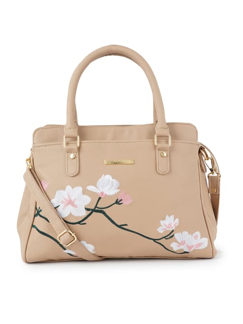 Lapis O Lupo Flower Embroidery Women Beige Flower Handbag for Women